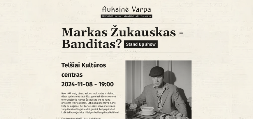 Stand up show – Markas Žukauskas – Banditas?