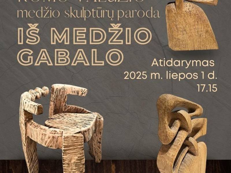 Opening of the exhibition of wood sculptures by Romas Valužis