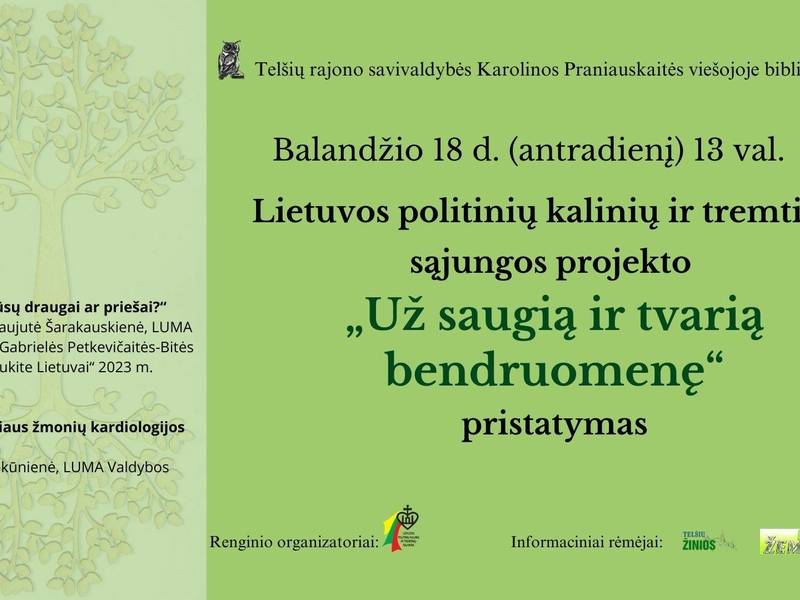  "For a safe and sustainable community" presentation.